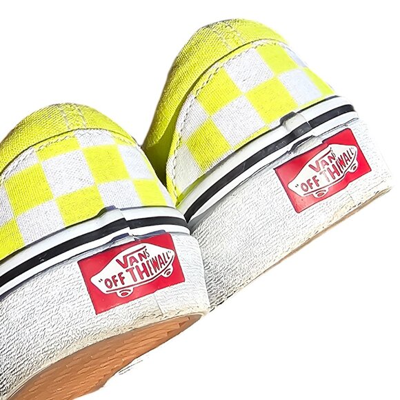 Vans 5.5 Women / 4.0 Men Slip On Yellow Checkerboard Sneakers - Picture 10 of 11